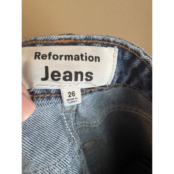 Reformation Cynthia High Rise Straight Jeans Fauna Embroidery 26 - Picture 8 of 11